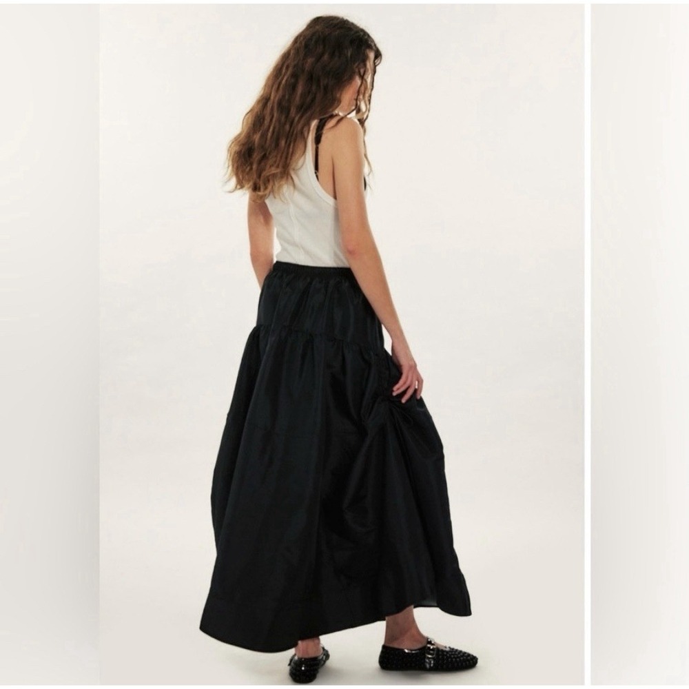 Free People Emery Drop Waist Midi Skirt Fairy Goth Grunge Festival Black XL - Picture 2 of 10